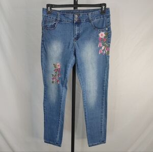 Blue Republic Embroidered Skinny Jeans Juniors 9 11 Womens Medium Floral Stretch